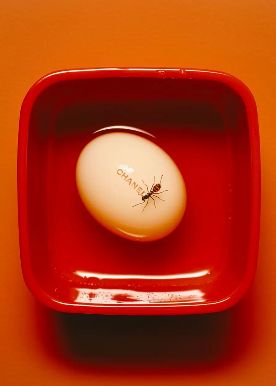 AI-generated egg ant visual created by Officine AI